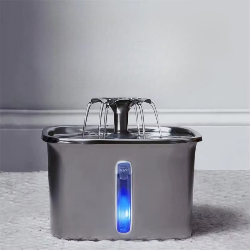 stainless steel flower cat water fountain